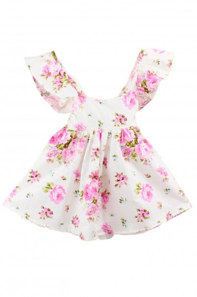 SKCC002 Order printed ruffled dresses for infants and young children Order children's dresses online Supply floral ruffled dresses detail view-3